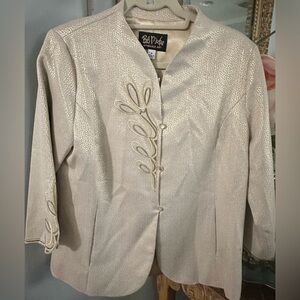 Bob Mackie Textured Cream Blazer Jacket Medium
